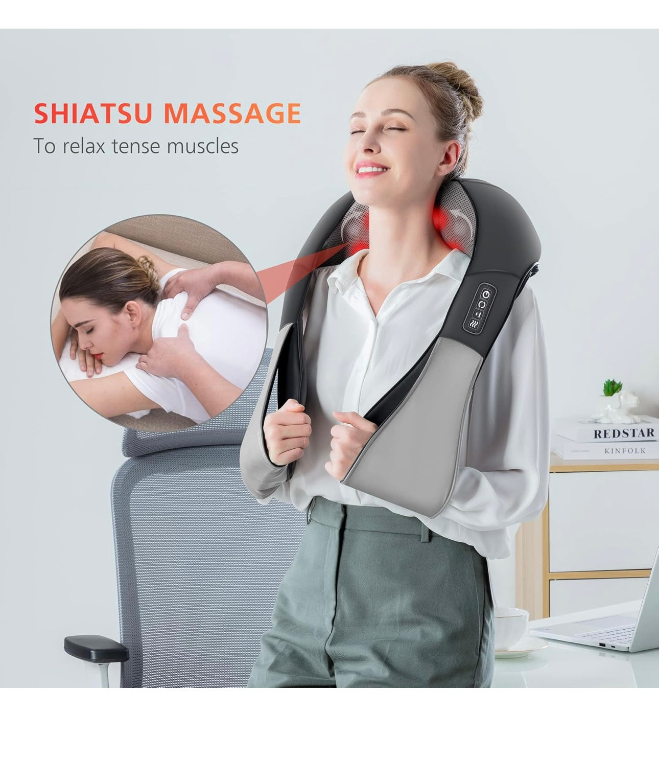 Relaxaura™ Heated Shiatsu Neck & Shoulder Massager